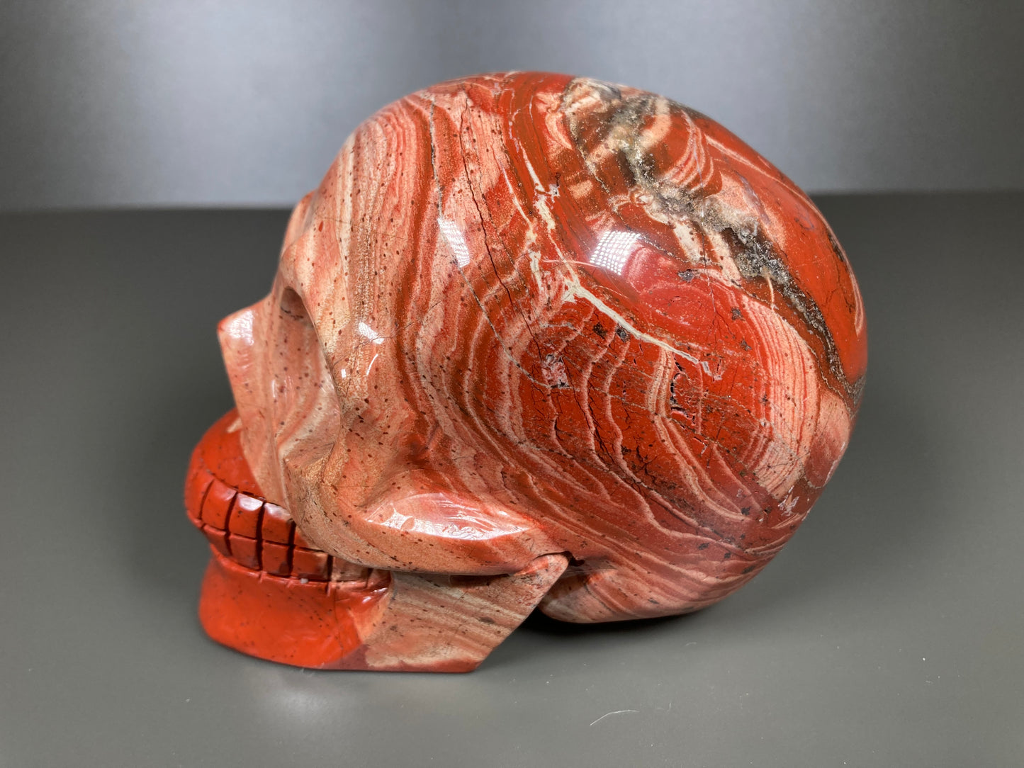 Red Jasper Skull Carving