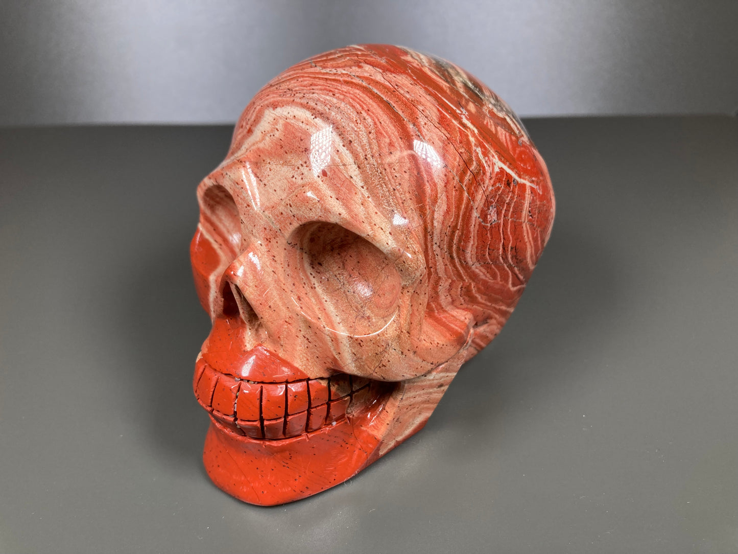 Red Jasper Skull Carving