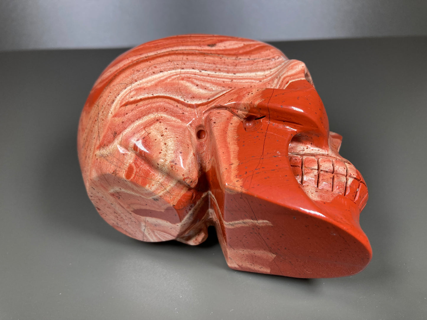 Red Jasper Skull Carving