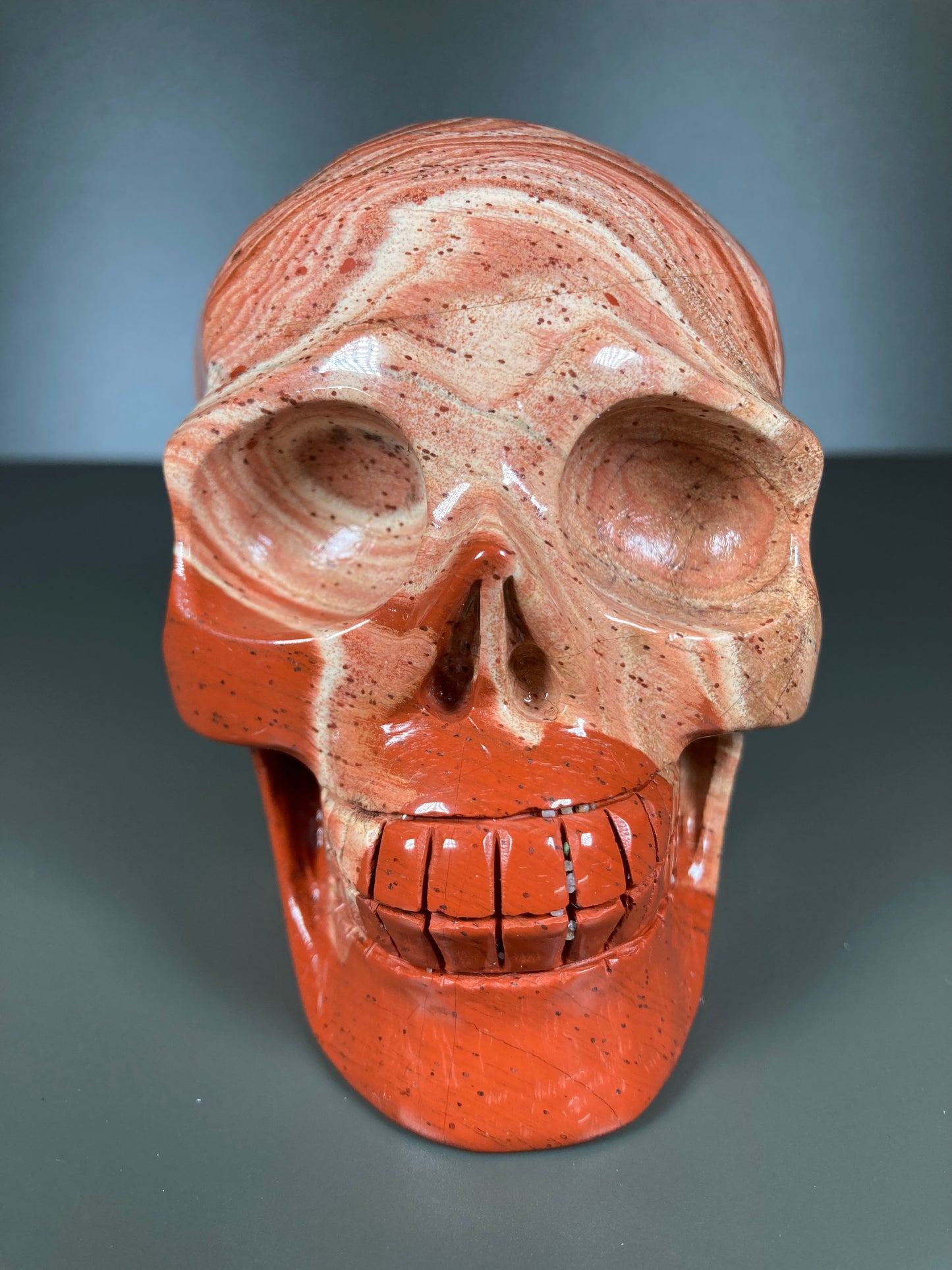 Red Jasper Skull Carving