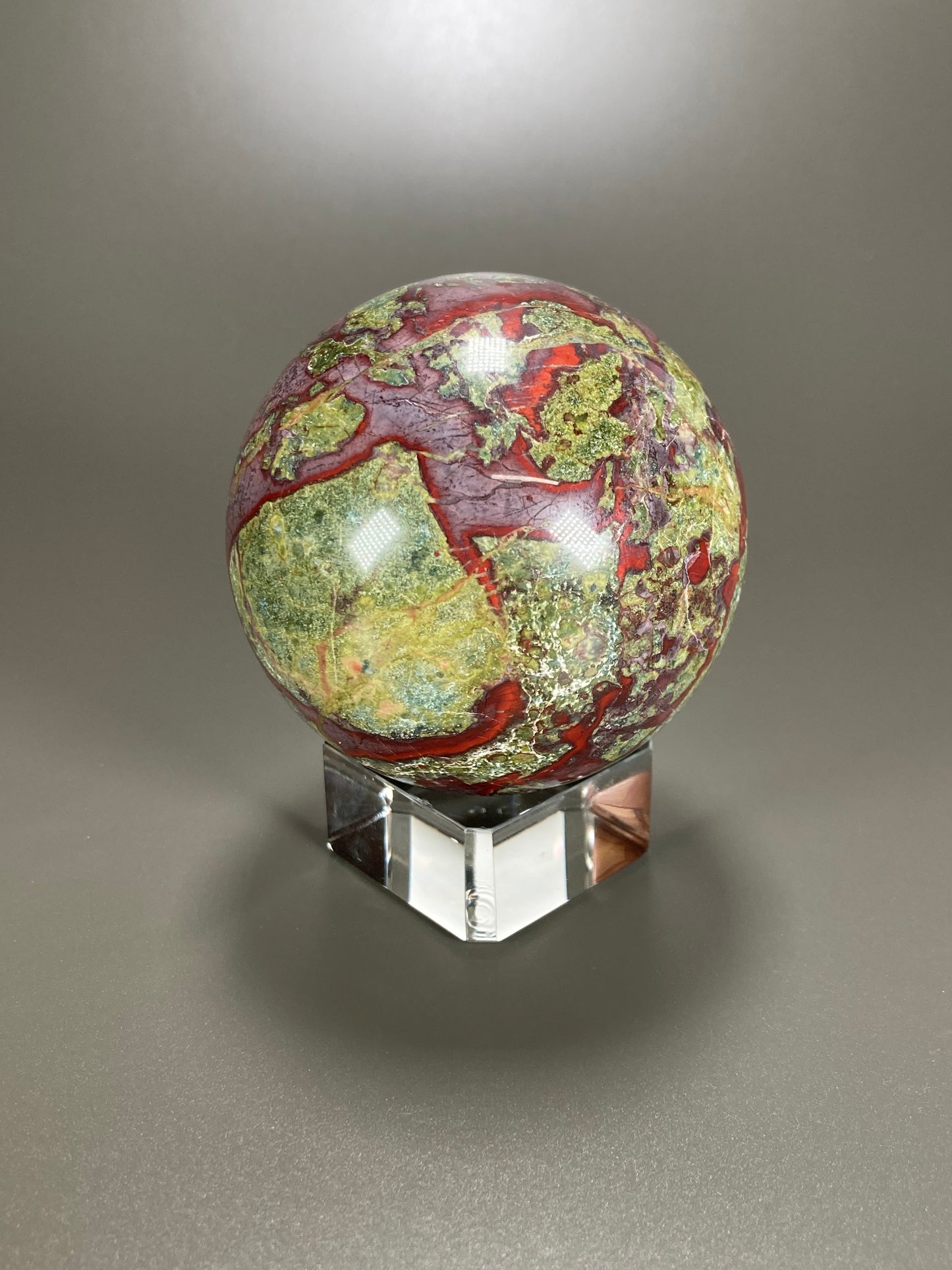 Dragon Blood Jasper Sphere Carving, 65mm