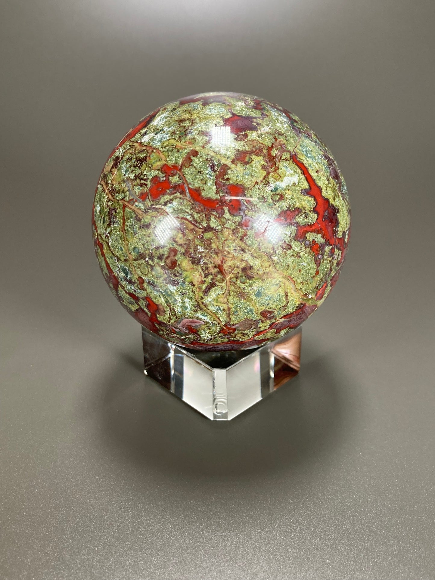 Dragon Blood Jasper Sphere Carving, 65mm