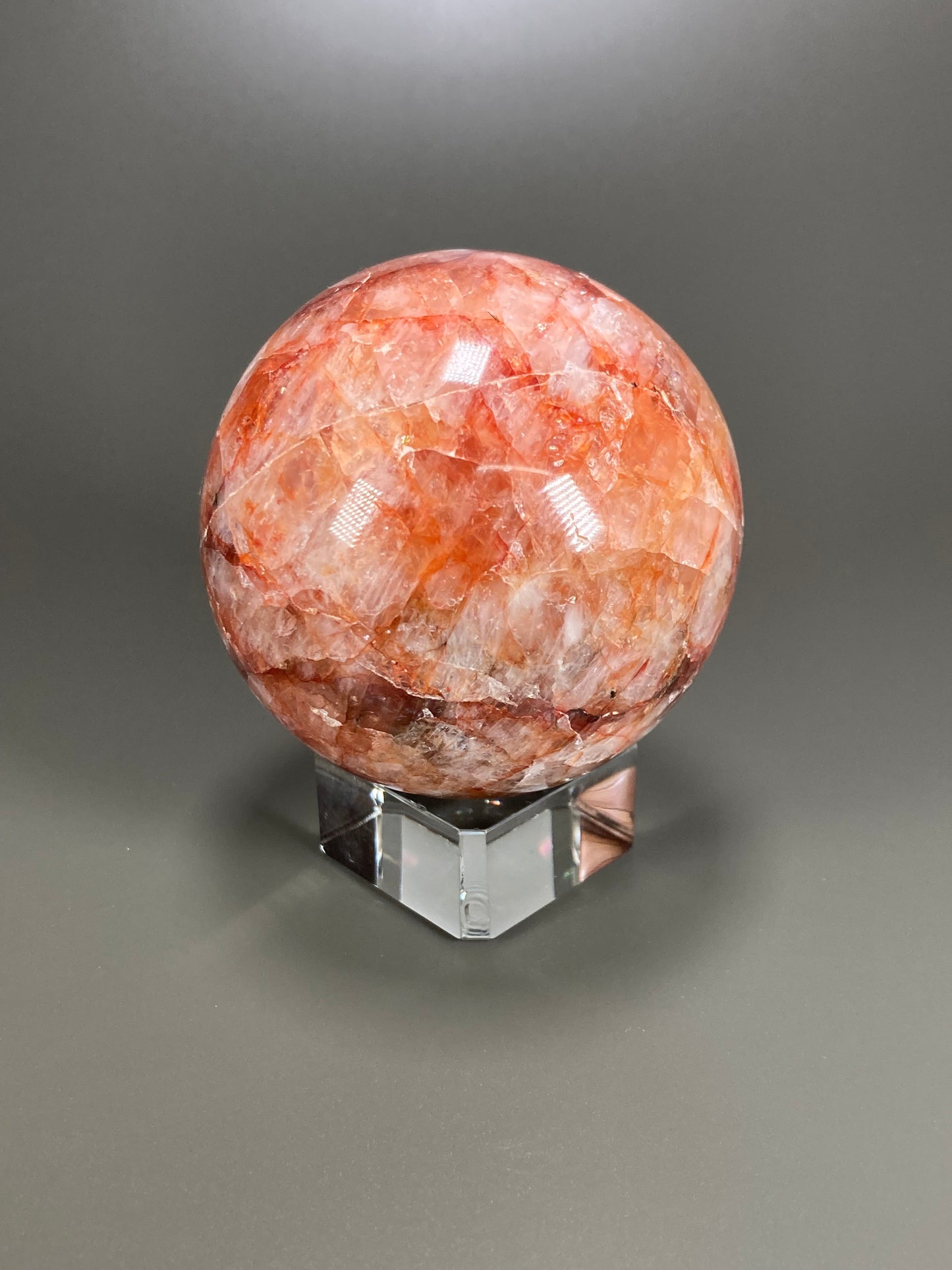 Fire Quartz Sphere Carving, 68mm