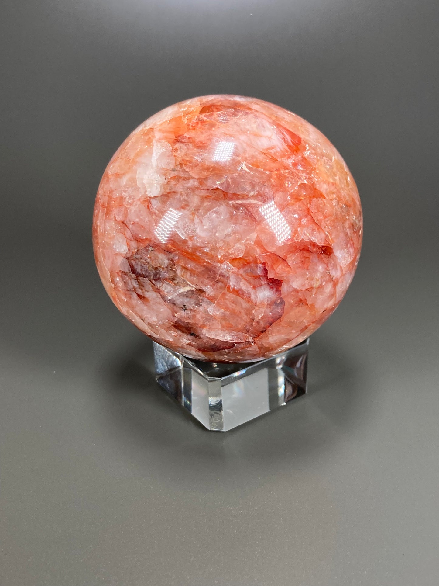 Fire Quartz Sphere Carving, 68mm