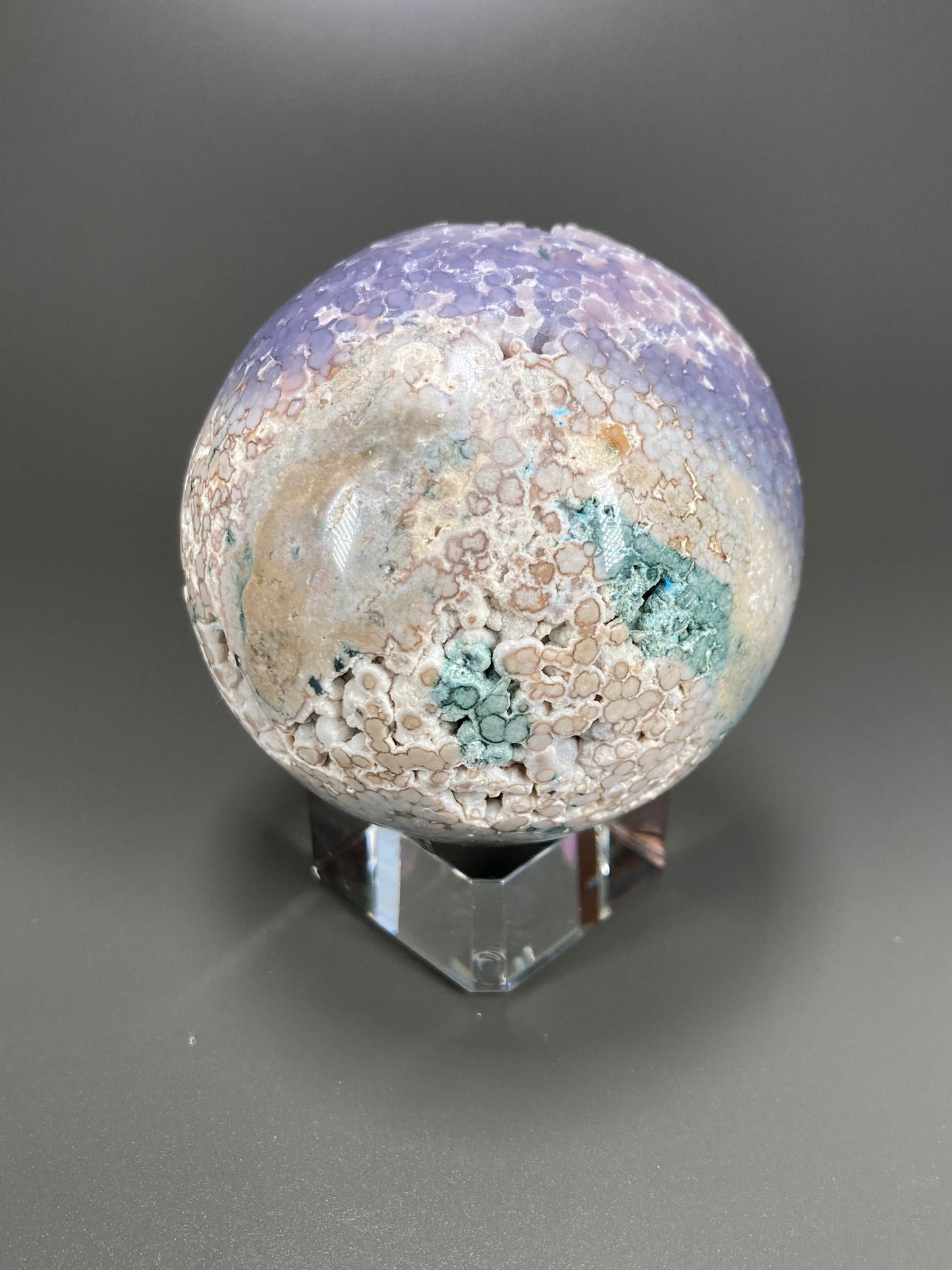 Grape Agate Chalcedony Sphere Carving, 66mm