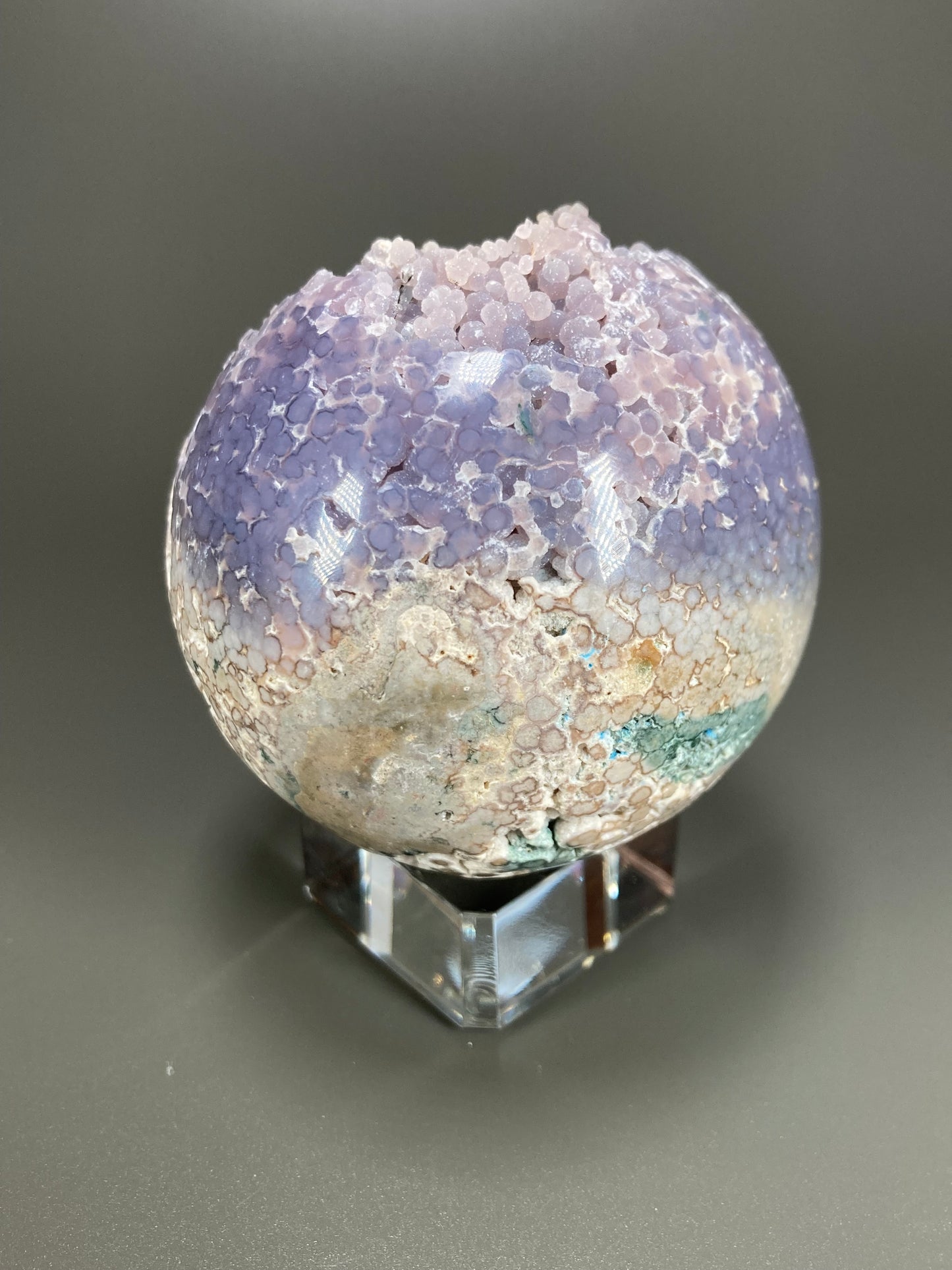 Grape Agate Chalcedony Sphere Carving, 66mm