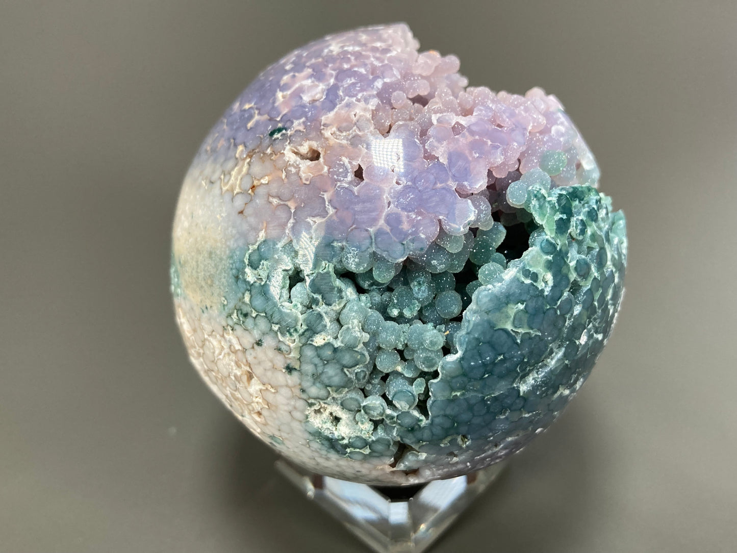 Grape Agate Chalcedony Sphere Carving, 66mm