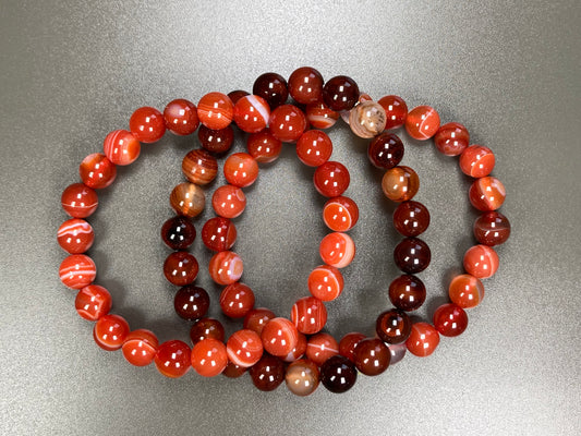 Carnelian Agate Stretch Bracelet, 8mm