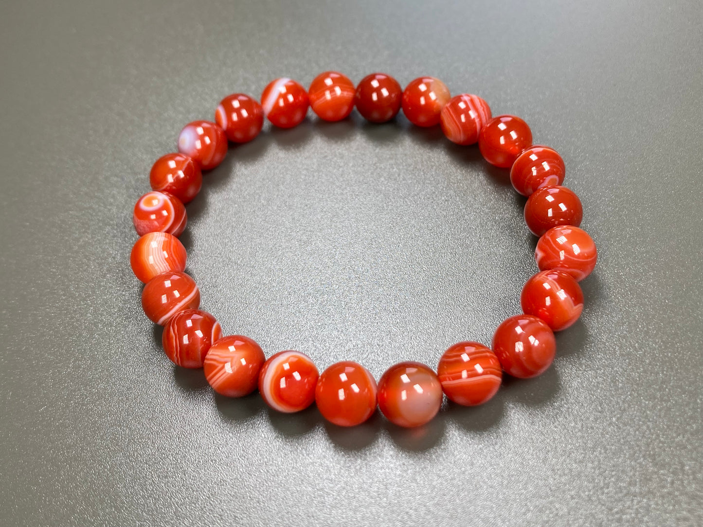 Carnelian Agate Stretch Bracelet, 8mm