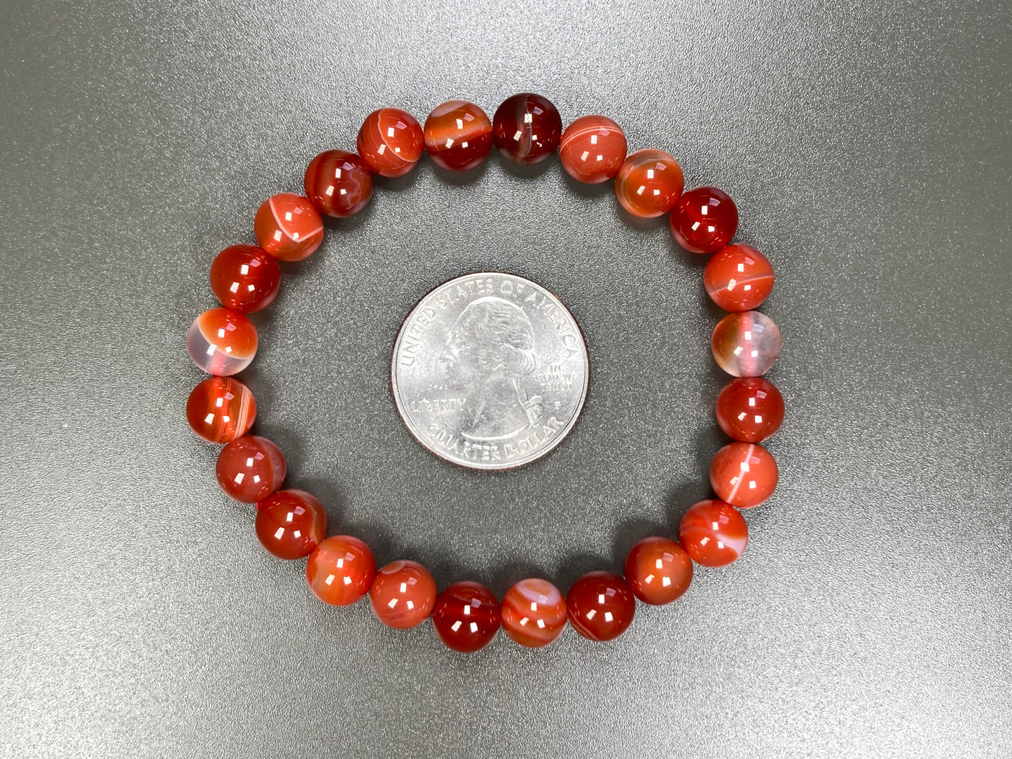 Carnelian Agate Stretch Bracelet, 8mm