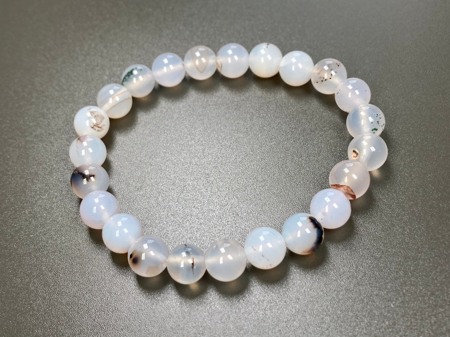 White Agate Stretch Bracelet, 8mm