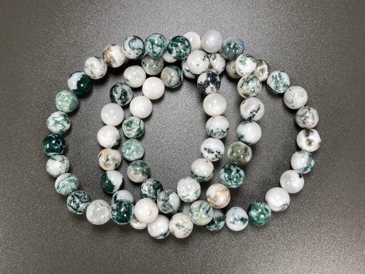 Moss Agate Stretch Bracelet, 8mm