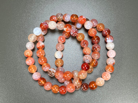 Orange Agate Stretch Bracelet, 8mm