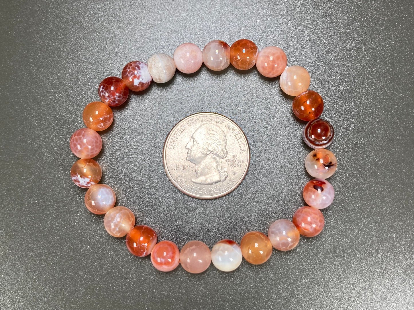 Orange Agate Stretch Bracelet, 8mm