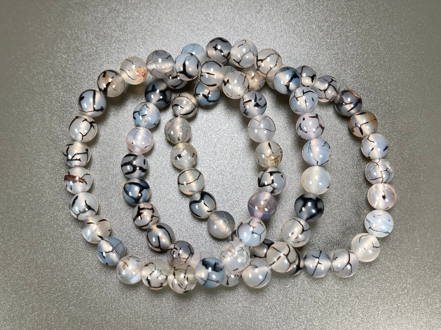 Dragon Vein Agate Stretch Bracelet, 8mm