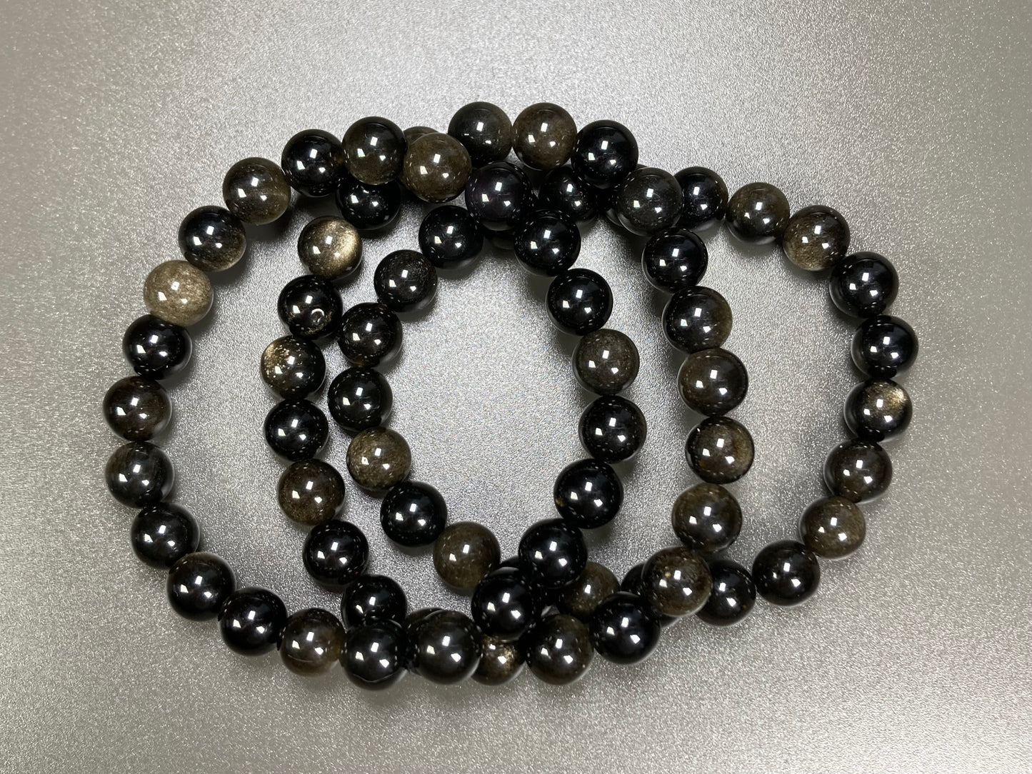 Gold Obsidian Stretch Bracelet, 8mm