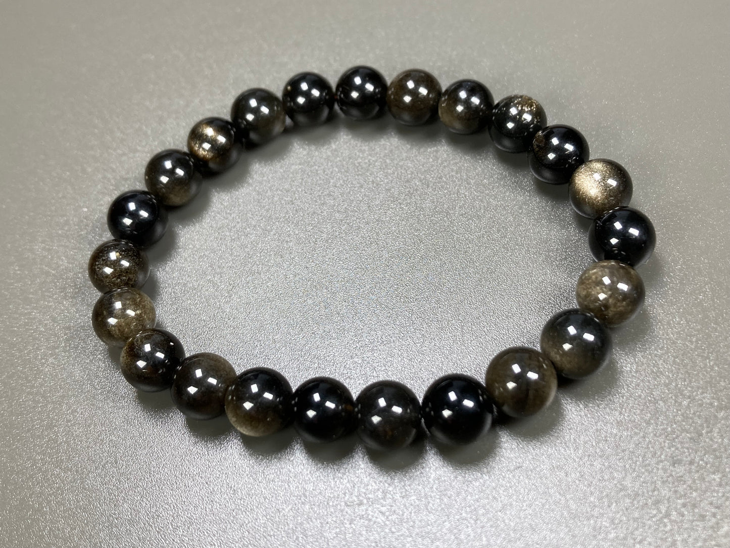 Gold Obsidian Stretch Bracelet, 8mm