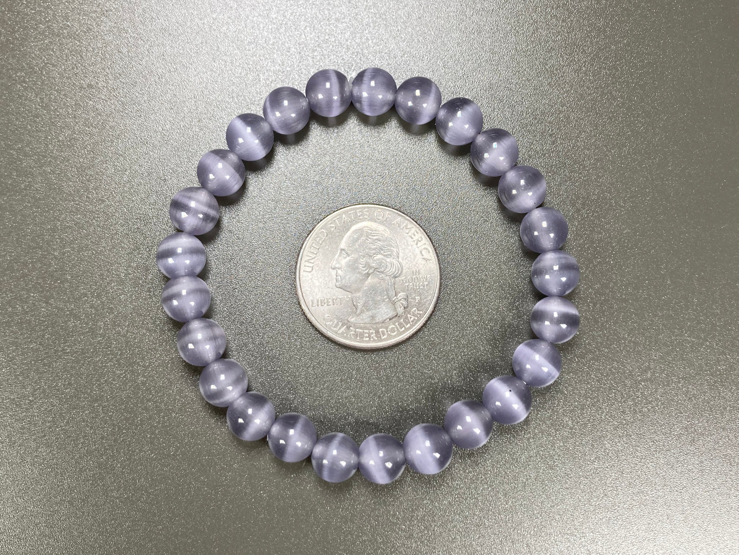 Purple Cats Eye Stretch Bracelet, 8mm