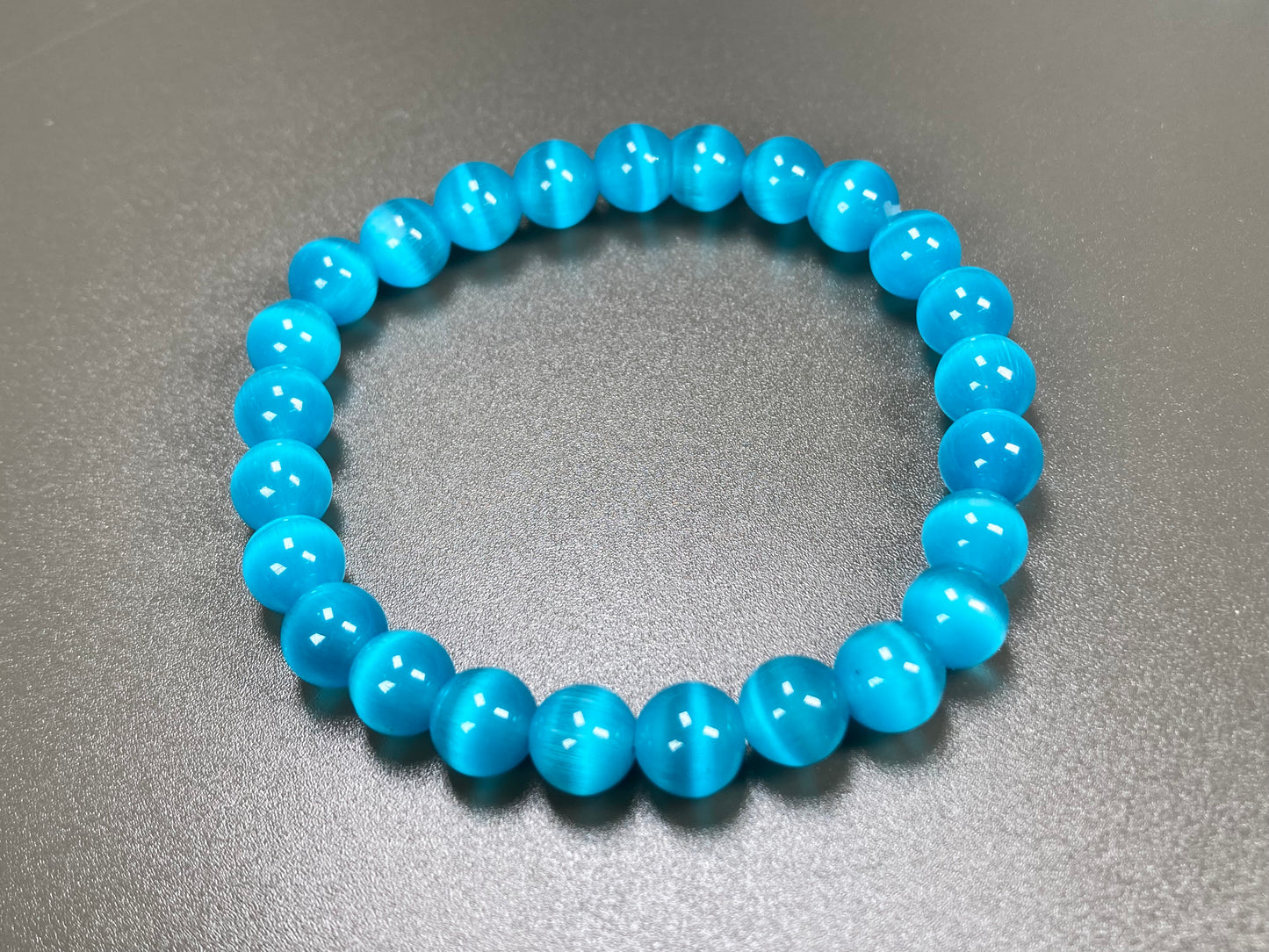 Blue Cats Eye Stretch Bracelet, 8mm