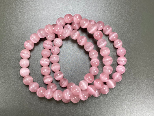 Pink Cats Eye Stretch Bracelet, 8mm