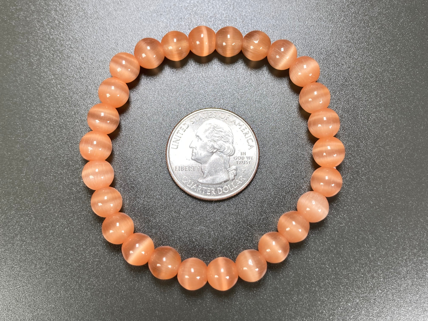 Orange Cats Eye Stretch Bracelet, 8mm