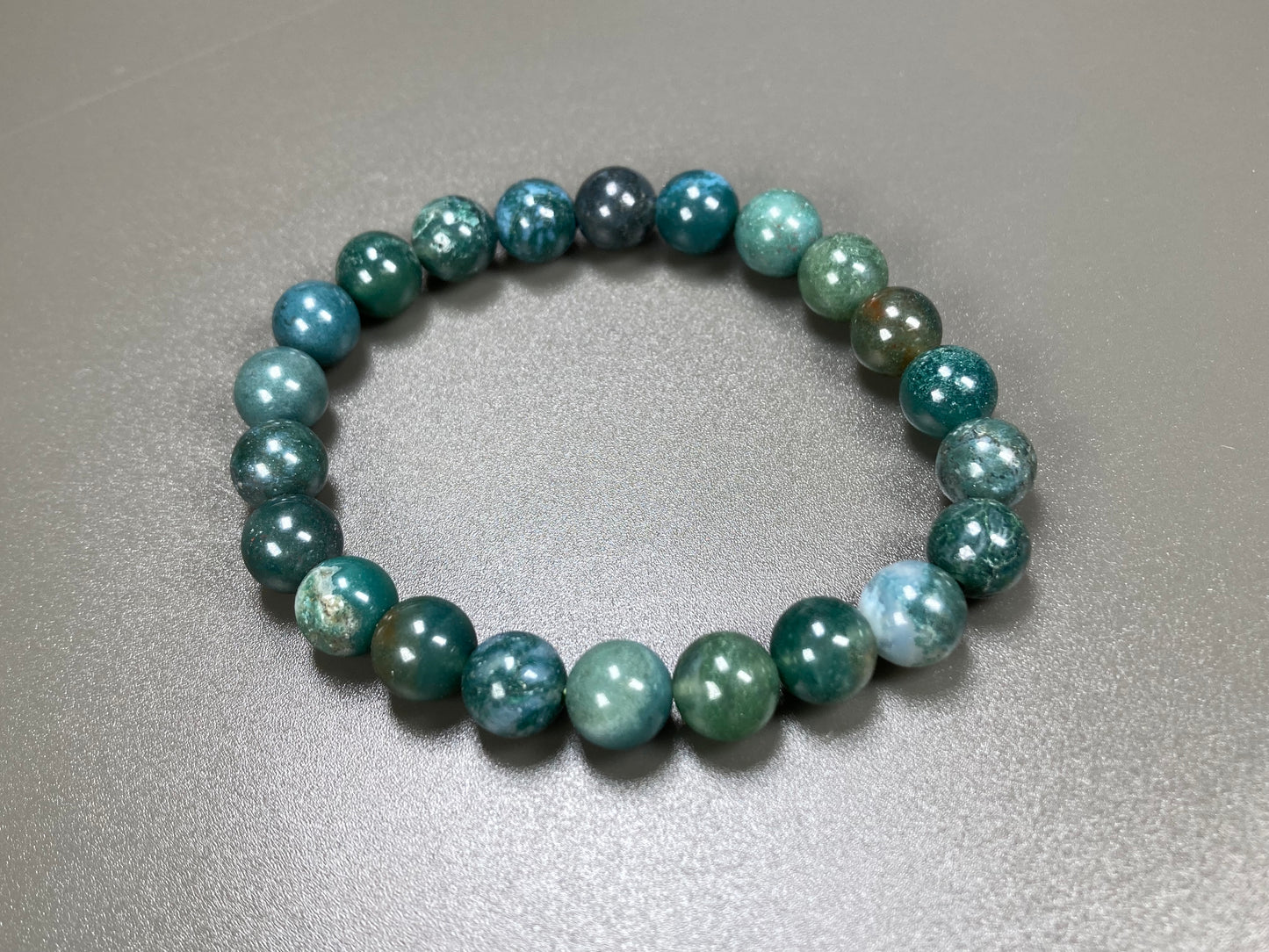 Moss Agate Stretch Bracelet, 8mm