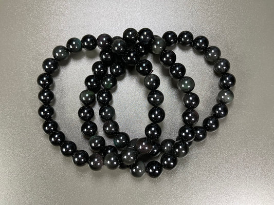 Black Obsidian Stretch Bracelet, 8mm