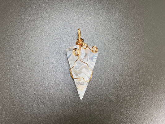 White Plume Agate, Wire-Wrapped Pendant