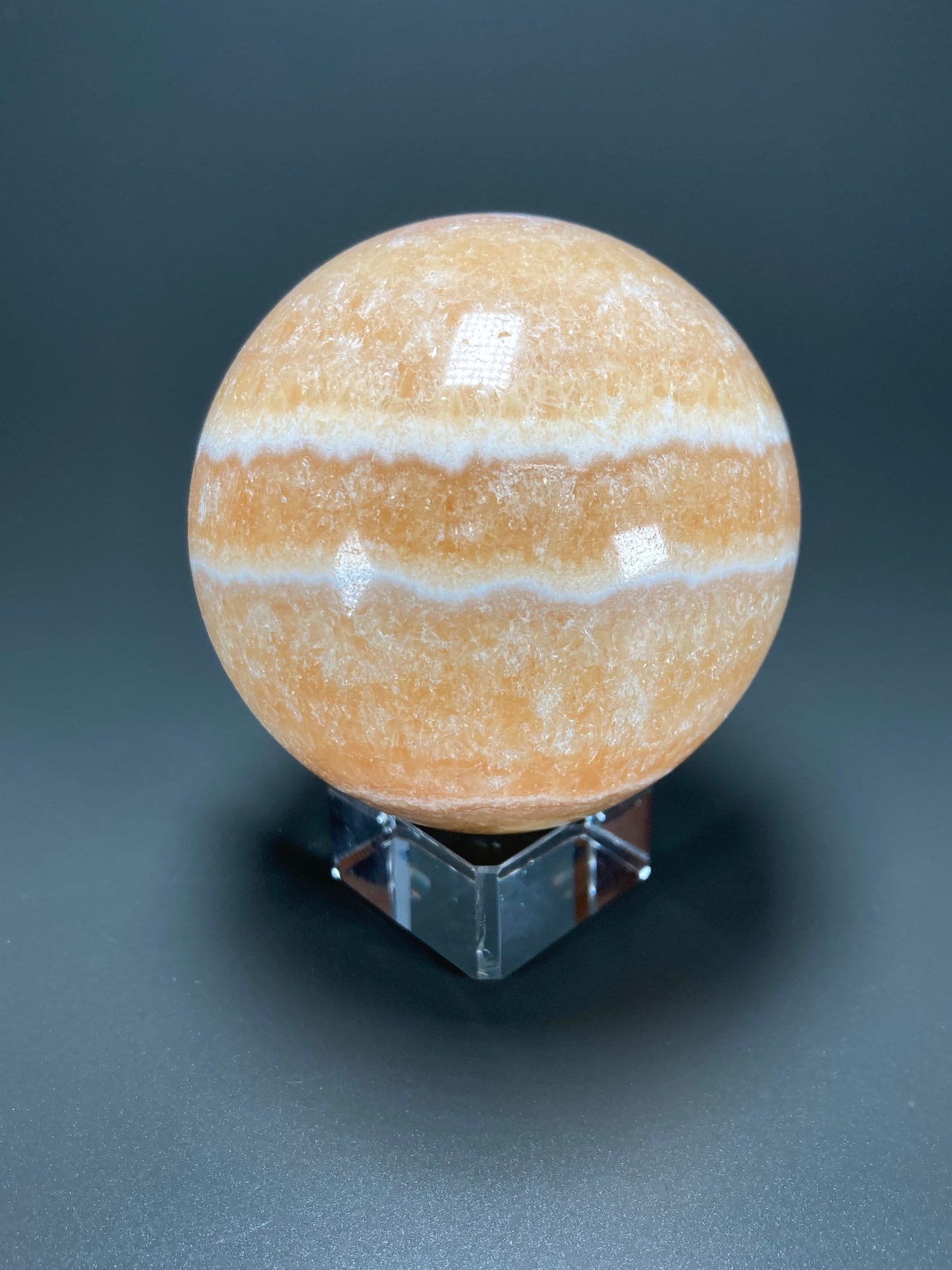 Orange Calcite Sphere Carving, 64mm