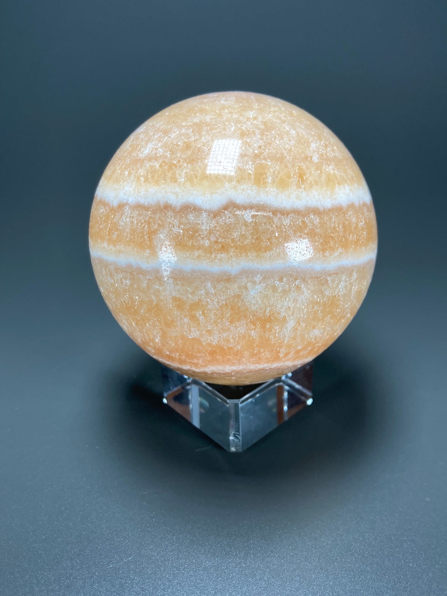 Orange Calcite Sphere Carving, 64mm