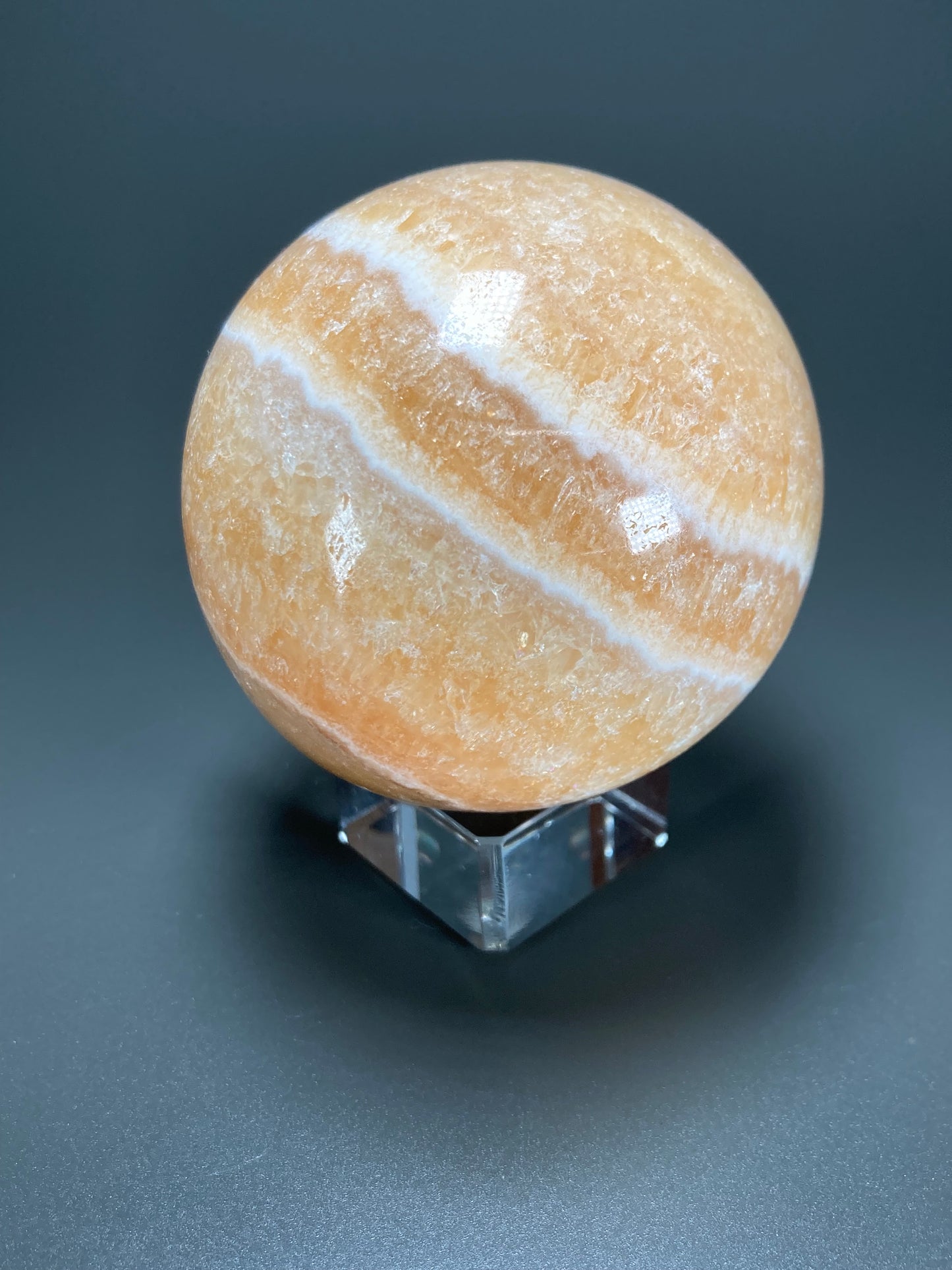 Orange Calcite Sphere Carving, 64mm