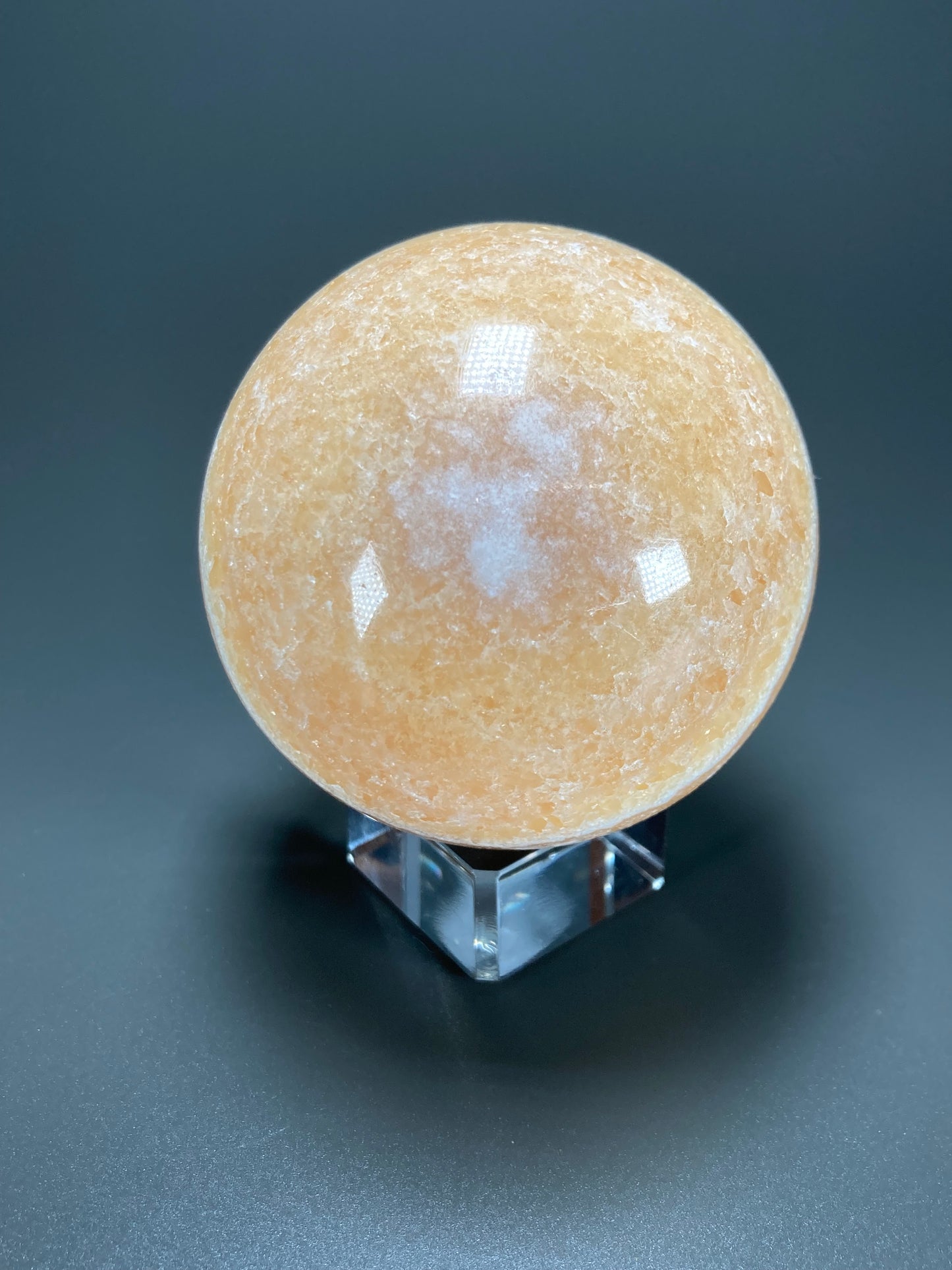 Orange Calcite Sphere Carving, 64mm