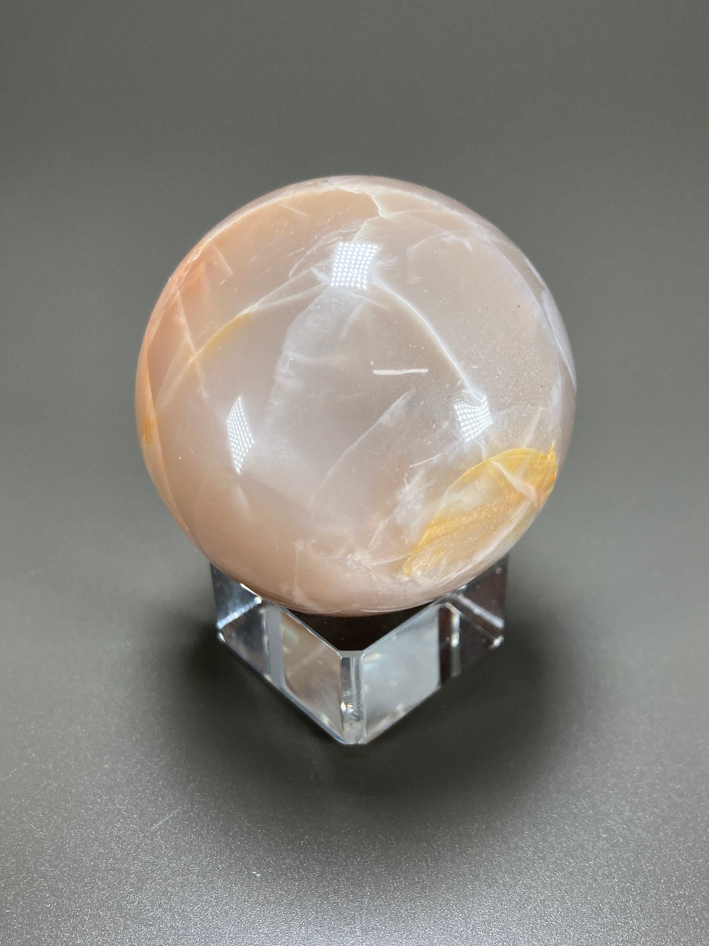 Peach Moonstone Sphere Carving, 50mm